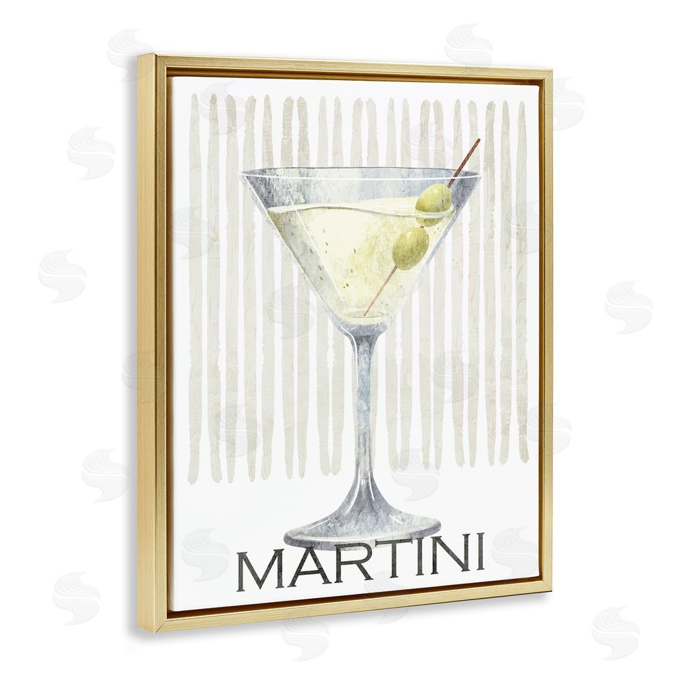Kim Allen Subtle Martini Drink Gold Floating Frame Canvas Wall Art Print