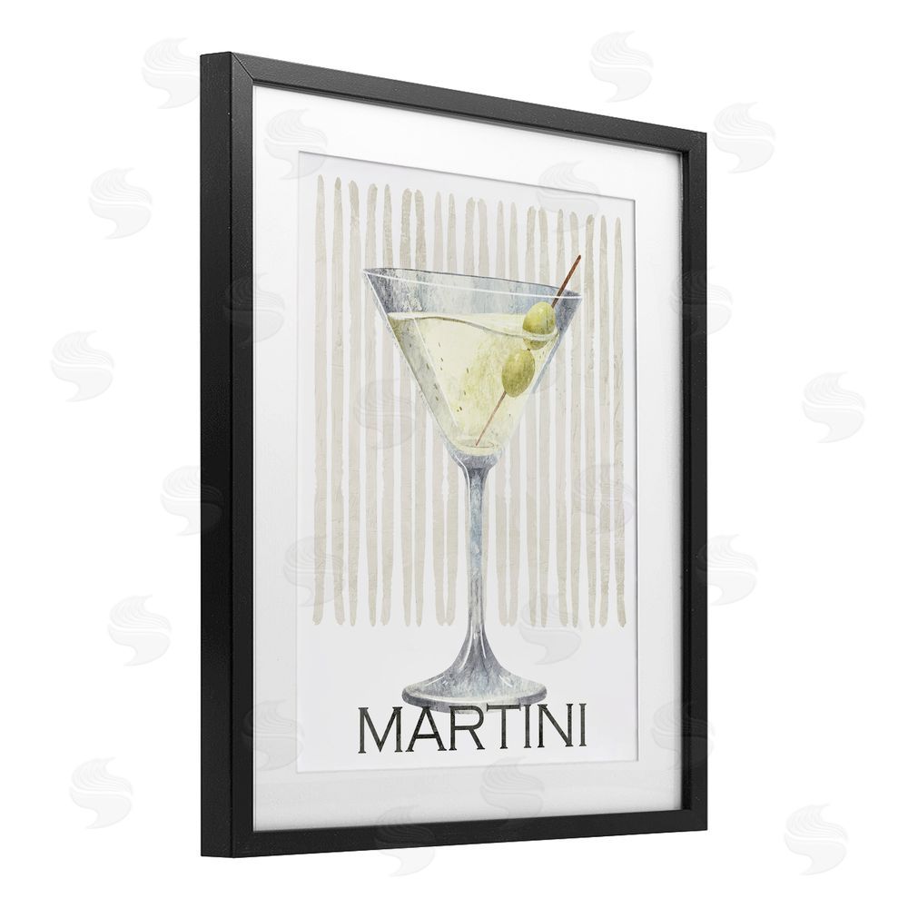 Kim Allen Subtle Martini Drink Black Framed Print Under Glass Wall Art