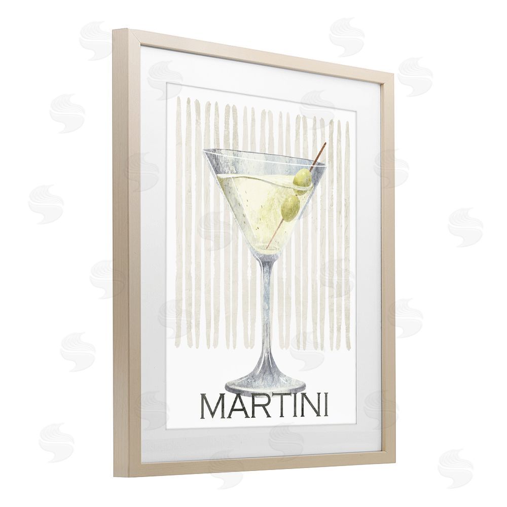Kim Allen Subtle Martini Drink Brown Framed Print Under Glass Wall Art