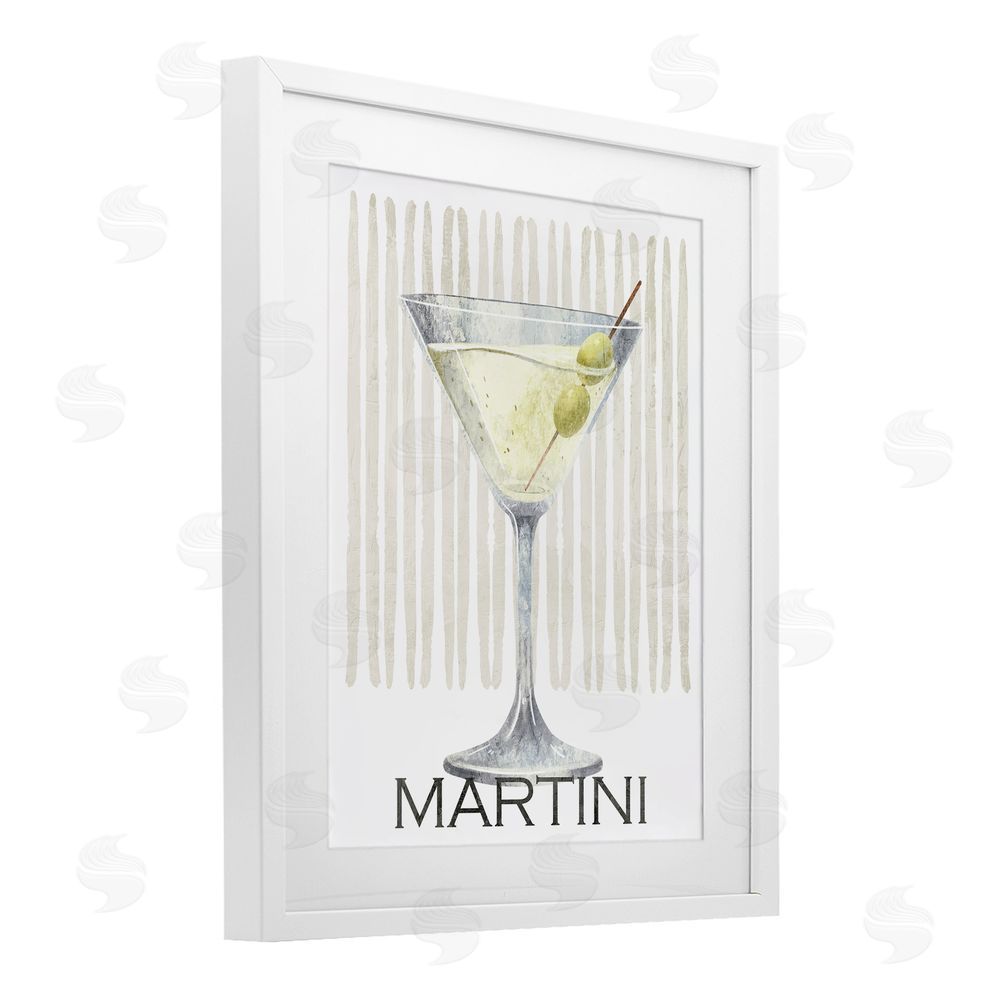 Kim Allen Subtle Martini Drink White Framed Print Under Glass Wall Art