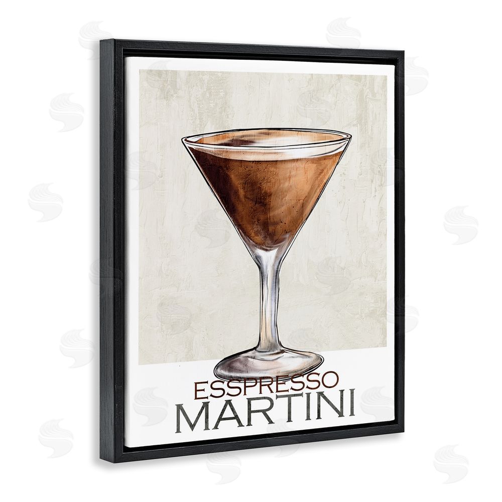 Kim Allen Sophisticated Espresso Martini Black Floating Frame Canvas Wall Art Print