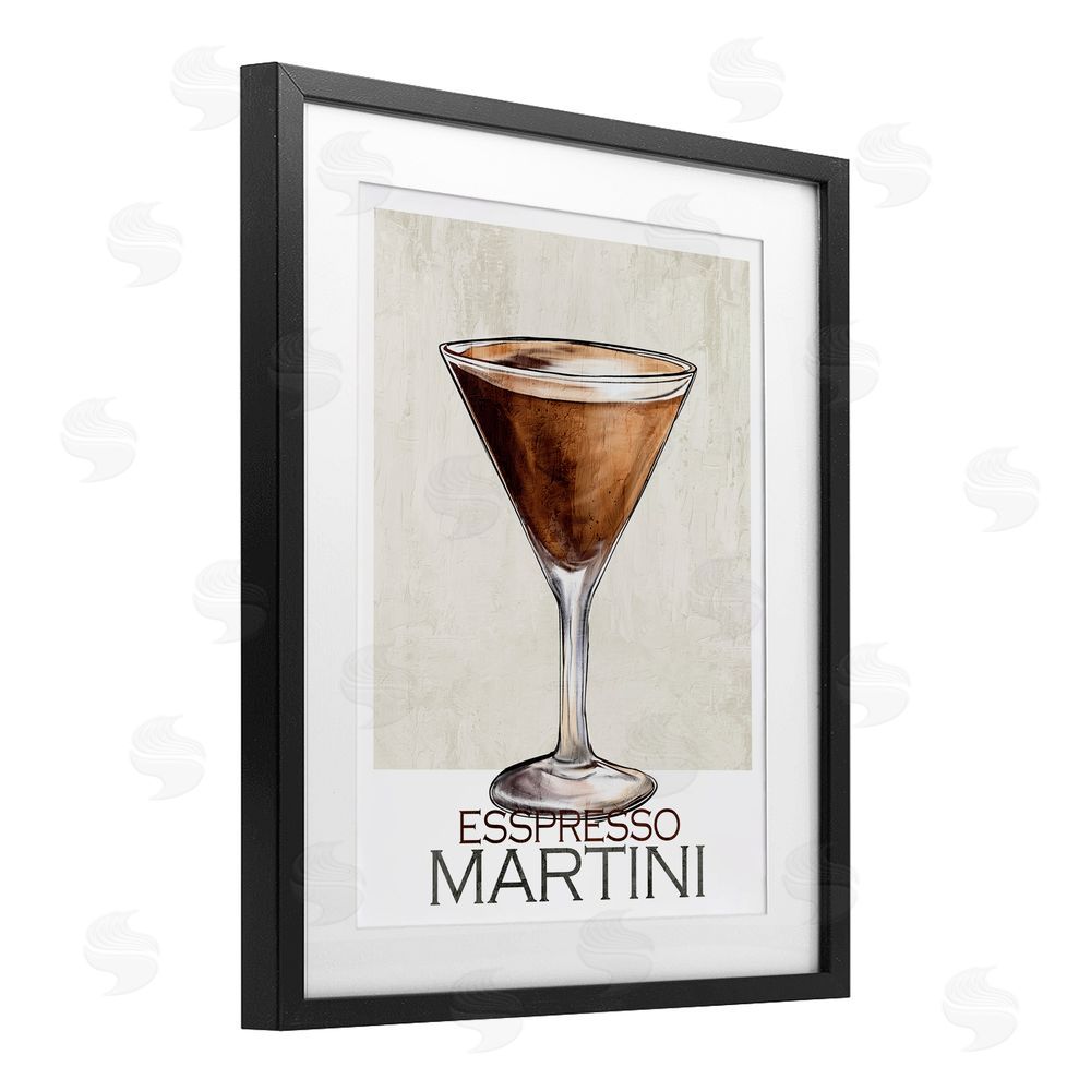 Kim Allen Sophisticated Espresso Martini Black Framed Print Under Glass Wall Art