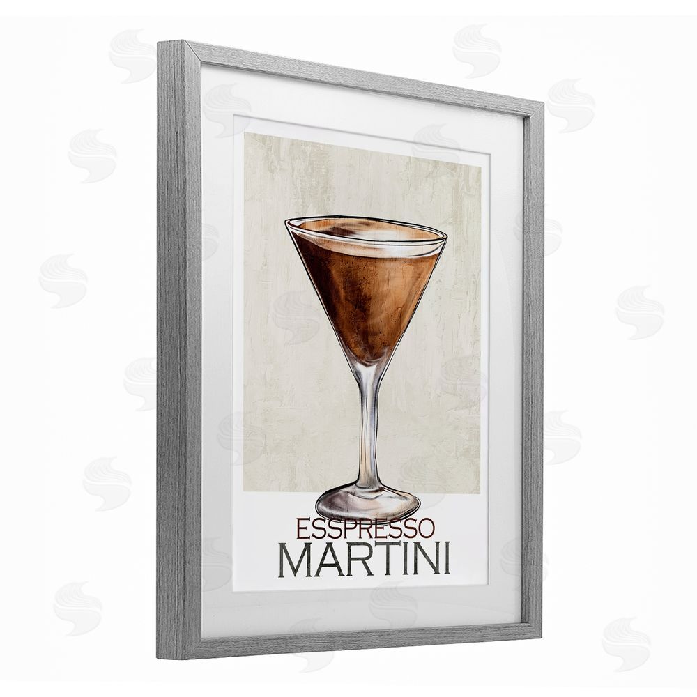 Kim Allen Sophisticated Espresso Martini Gray Framed Print Under Glass Wall Art