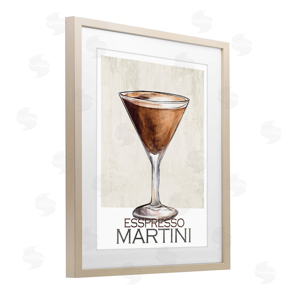 Kim Allen Sophisticated Espresso Martini Brown Framed Print Under Glass Wall Art