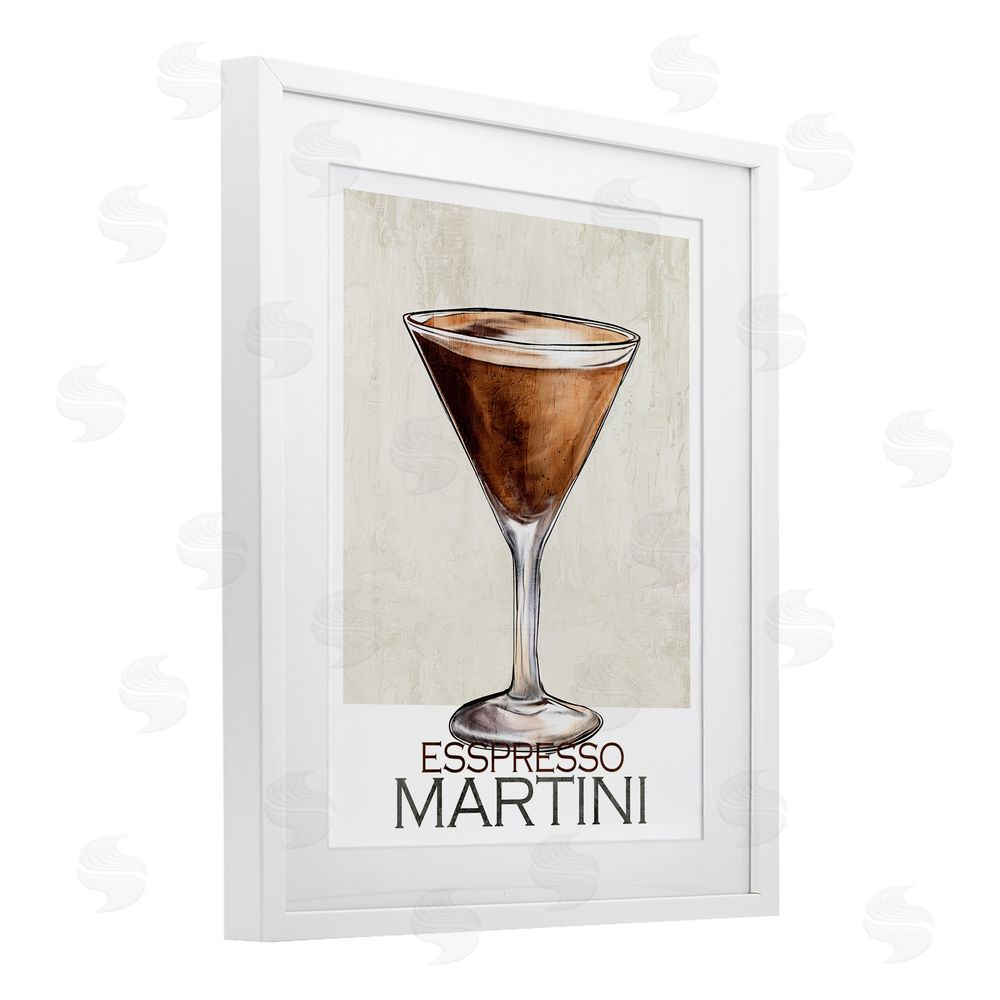 Kim Allen Sophisticated Espresso Martini White Framed Print Under Glass Wall Art