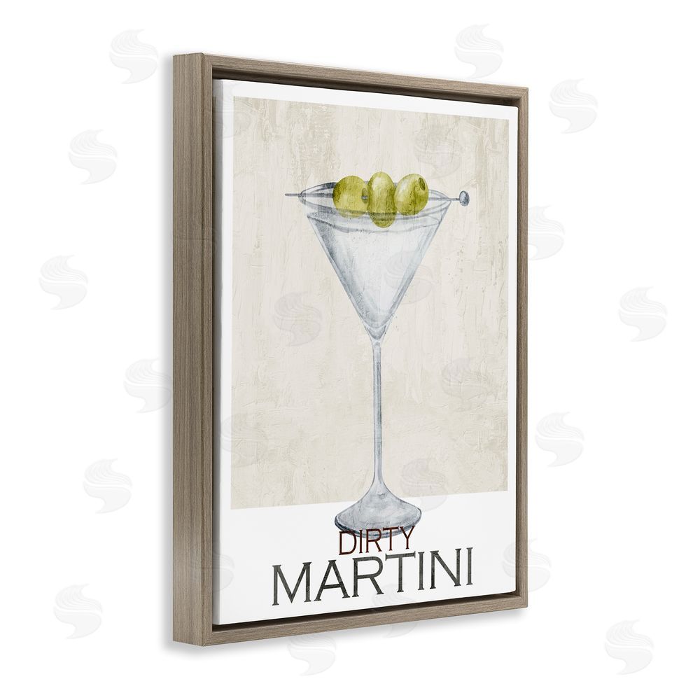 Kim Allen Dirty Martini Olives Brown Floating Frame Canvas Wall Art Print