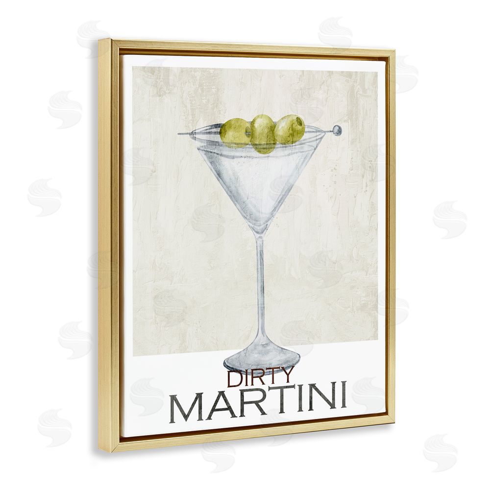 Kim Allen Dirty Martini Olives Gold Floating Frame Canvas Wall Art Print