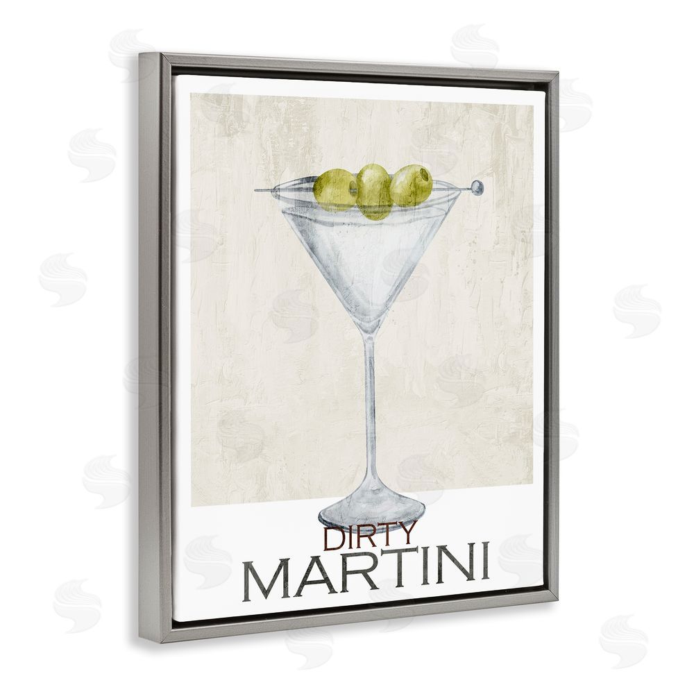 Kim Allen Dirty Martini Olives Gray Floating Frame Canvas Wall Art Print