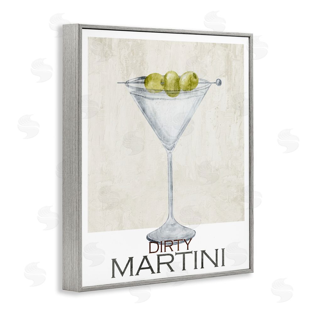 Kim Allen Dirty Martini Olives Gray Framed Giclee Wall Art Print