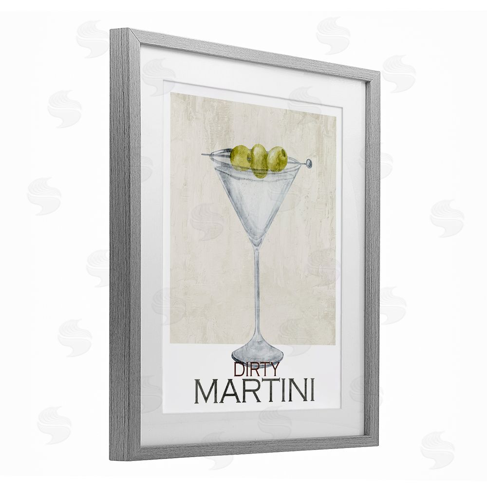 Kim Allen Dirty Martini Olives Gray Framed Print Under Glass Wall Art