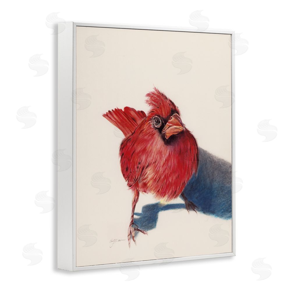 Cady Driver Standing Cardinal Bird White Framed Giclee Wall Art Print