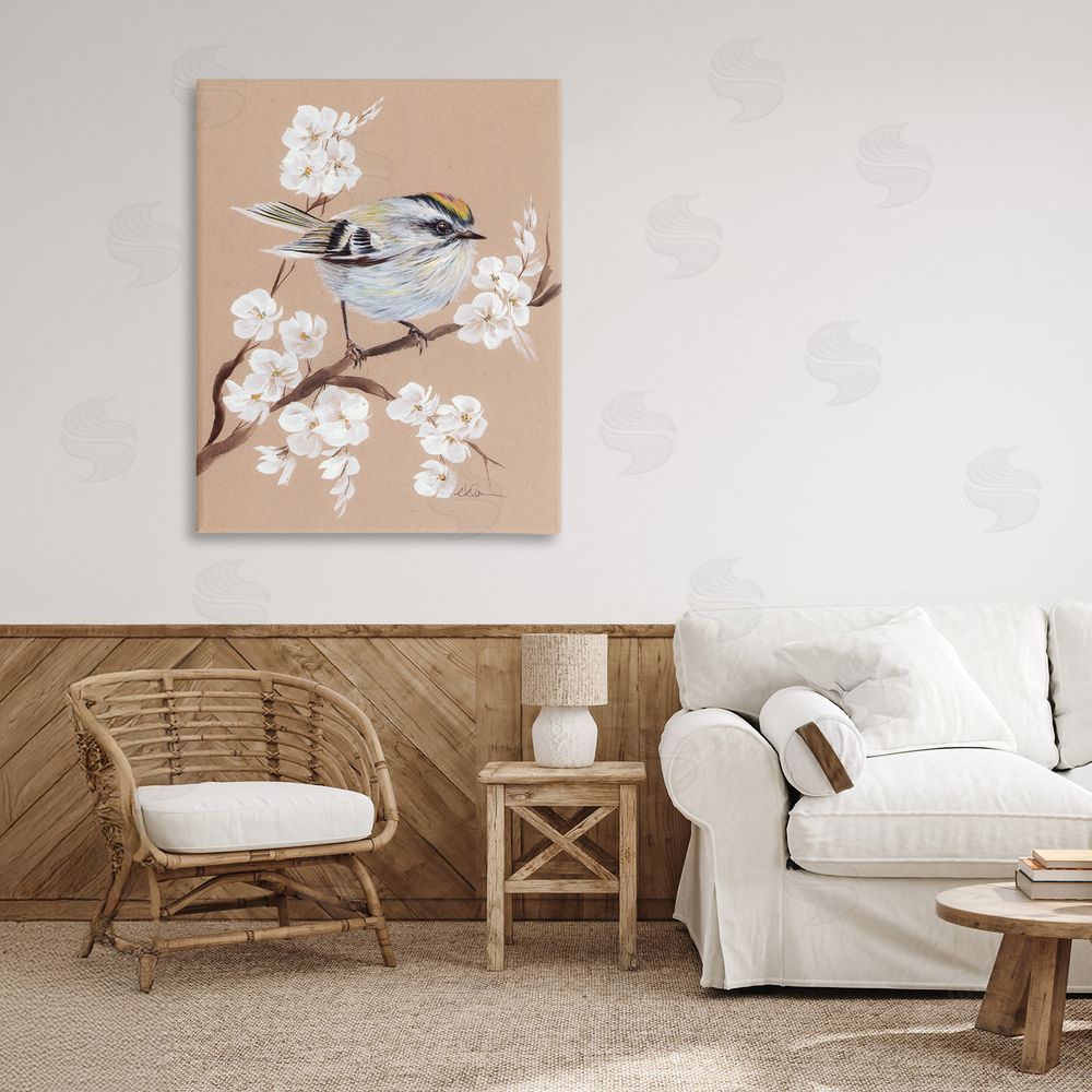 Cady Driver Apple Blossom Branch with Bird Canvas Art on Wall