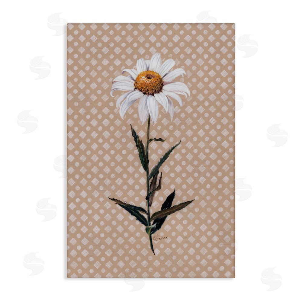 Cady Driver Daisy Sprig over Neutral Geometric Canvas Wall Art Print