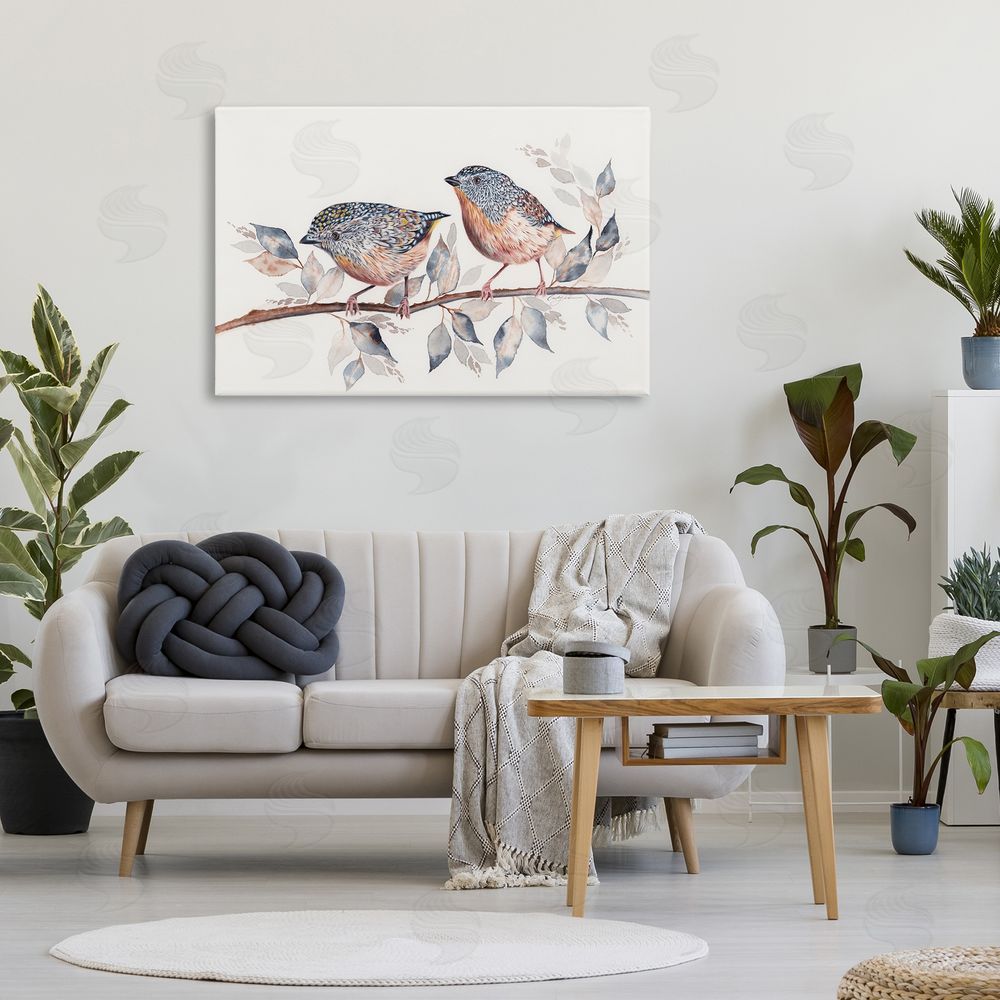 Cady Driver Speckled Bird Pair on Branch Canvas Art on Wall