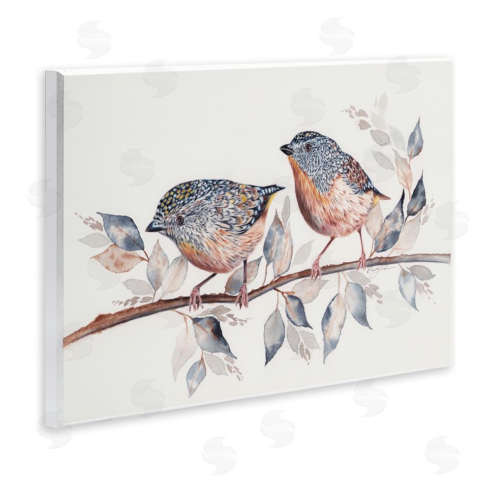 Cady Driver Speckled Bird Pair on Branch Wall Plaque Art Print