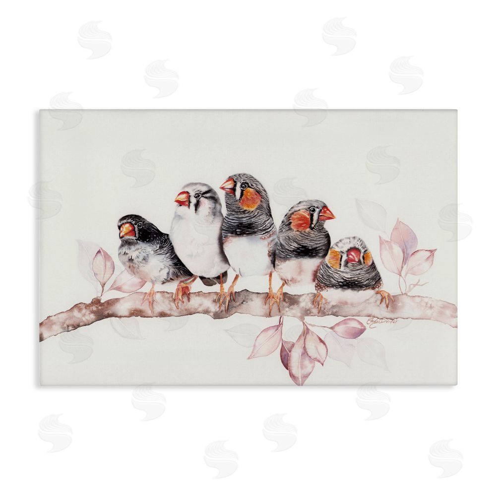 Cady Driver Five Birds on Branch Canvas Wall Art Print