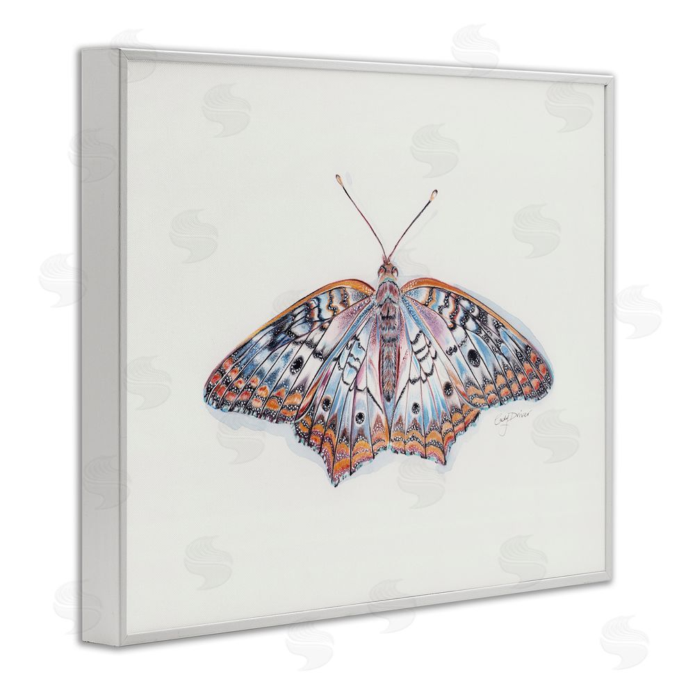 Cady Driver Delicate Moth with Detailed Pattern White Framed Giclee Wall Art Print