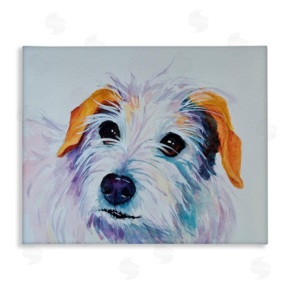 Tatiana Roberts White Terrier Dog Portrait Canvas Wall Art Print