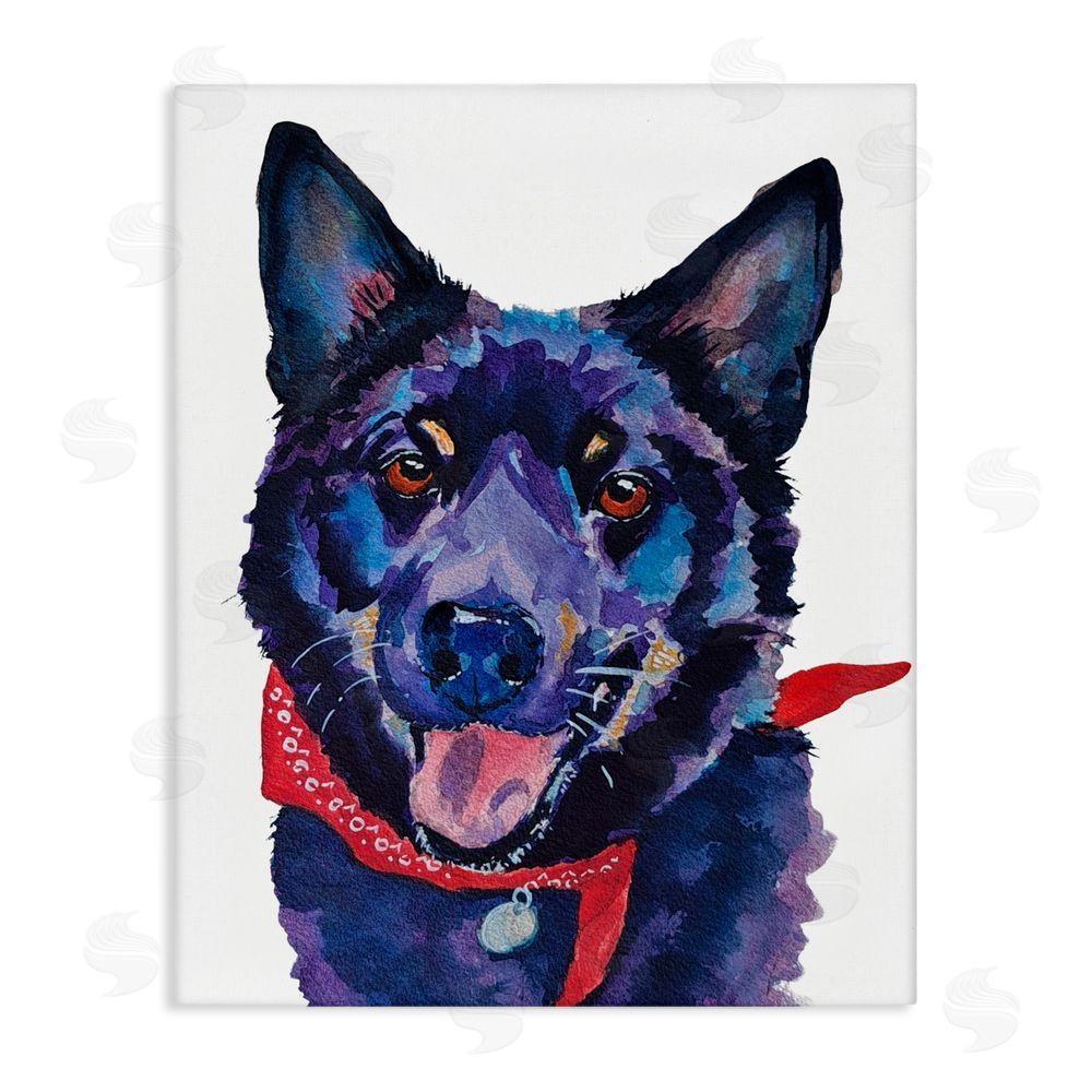 Tatiana Roberts Black Dog with Bandana Canvas Wall Art Print