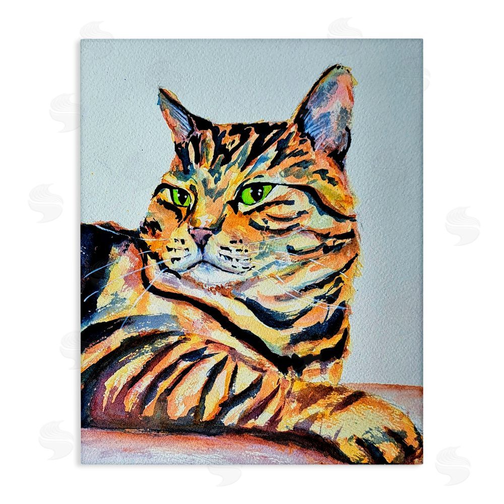Tatiana Roberts Striped Orange Cat Pose Canvas Wall Art Print