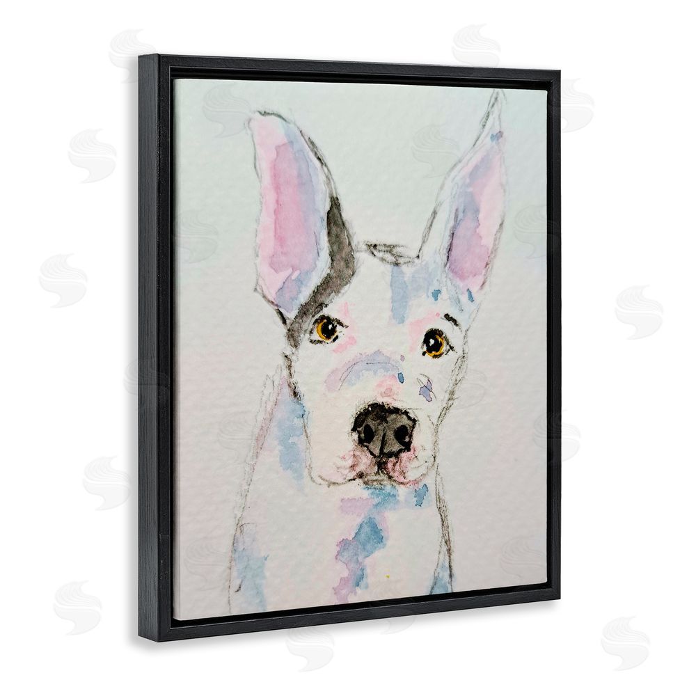 Tatiana Roberts Expressive Dog Sketch Black Floating Frame Canvas Wall Art Print
