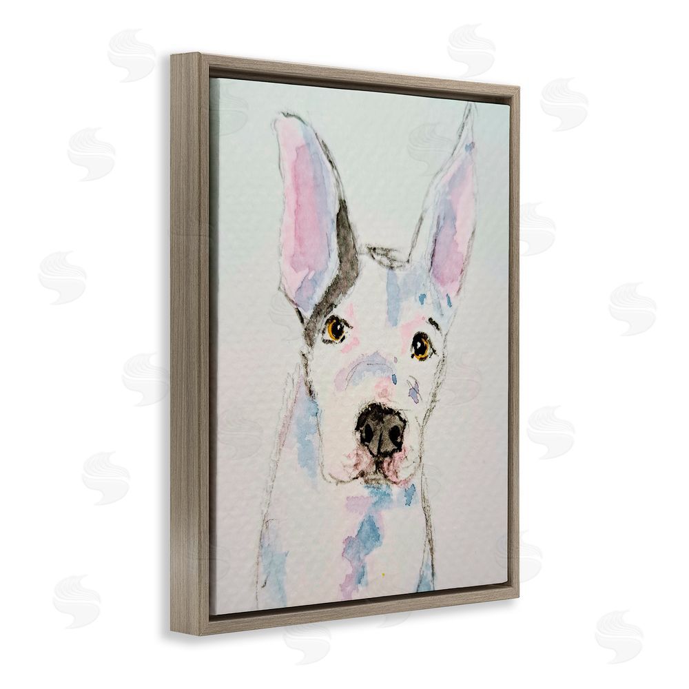 Tatiana Roberts Expressive Dog Sketch Brown Floating Frame Canvas Wall Art Print