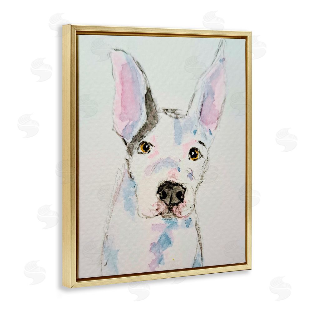 Tatiana Roberts Expressive Dog Sketch Gold Floating Frame Canvas Wall Art Print