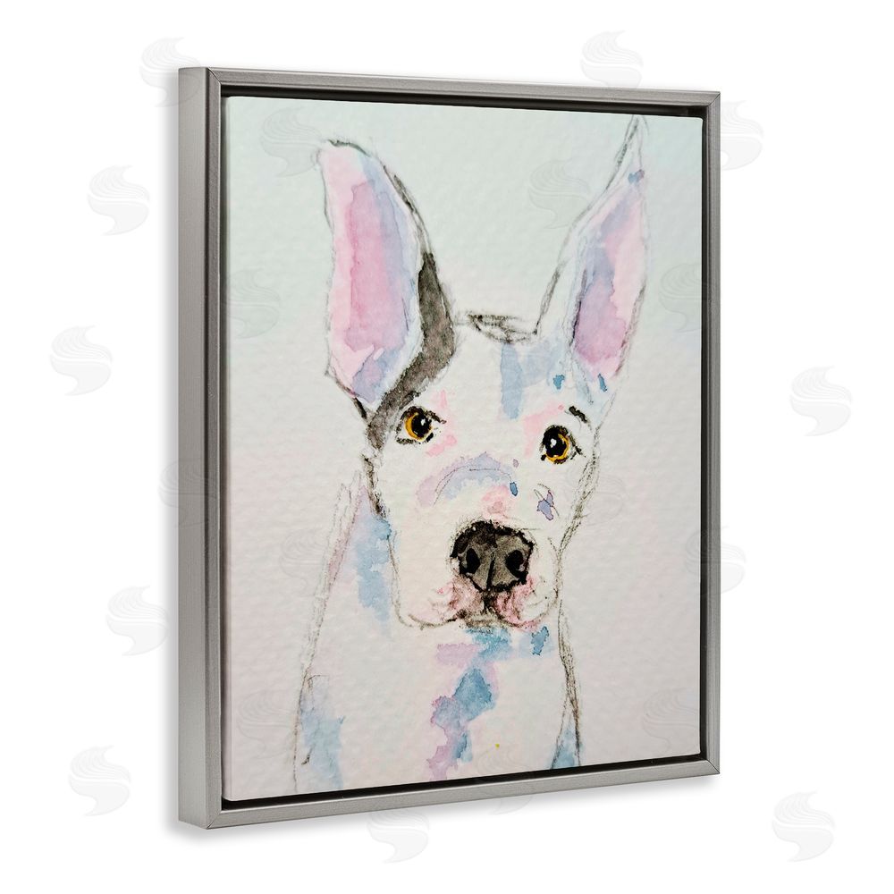 Tatiana Roberts Expressive Dog Sketch Gray Floating Frame Canvas Wall Art Print