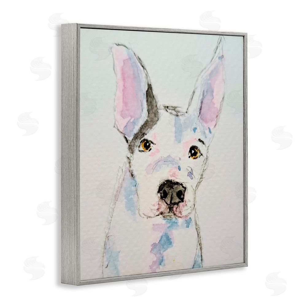 Tatiana Roberts Expressive Dog Sketch Gray Framed Giclee Wall Art Print