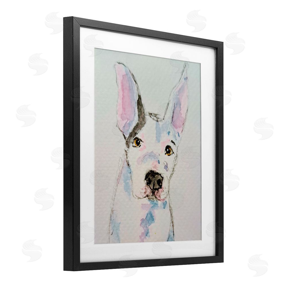 Tatiana Roberts Expressive Dog Sketch Black Framed Print Under Glass with White Mat Wall Art