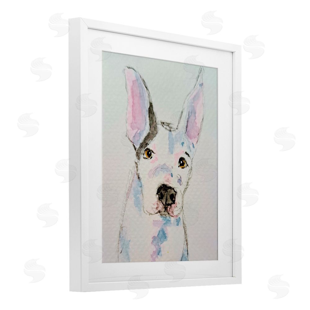 Tatiana Roberts Expressive Dog Sketch White Framed Print Under Glass with Mat Wall Art