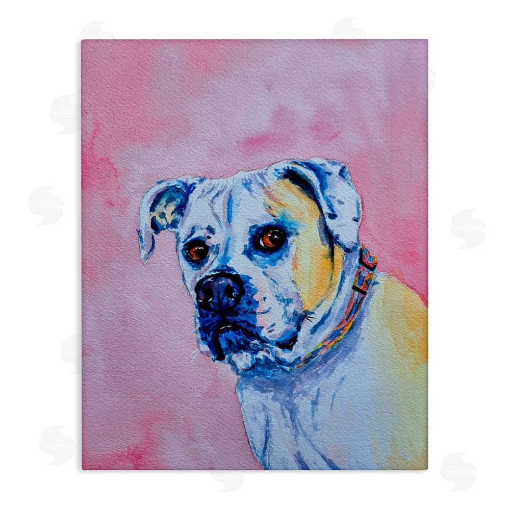 Tatiana Roberts Gazing Dog on Pink Canvas Wall Art Print