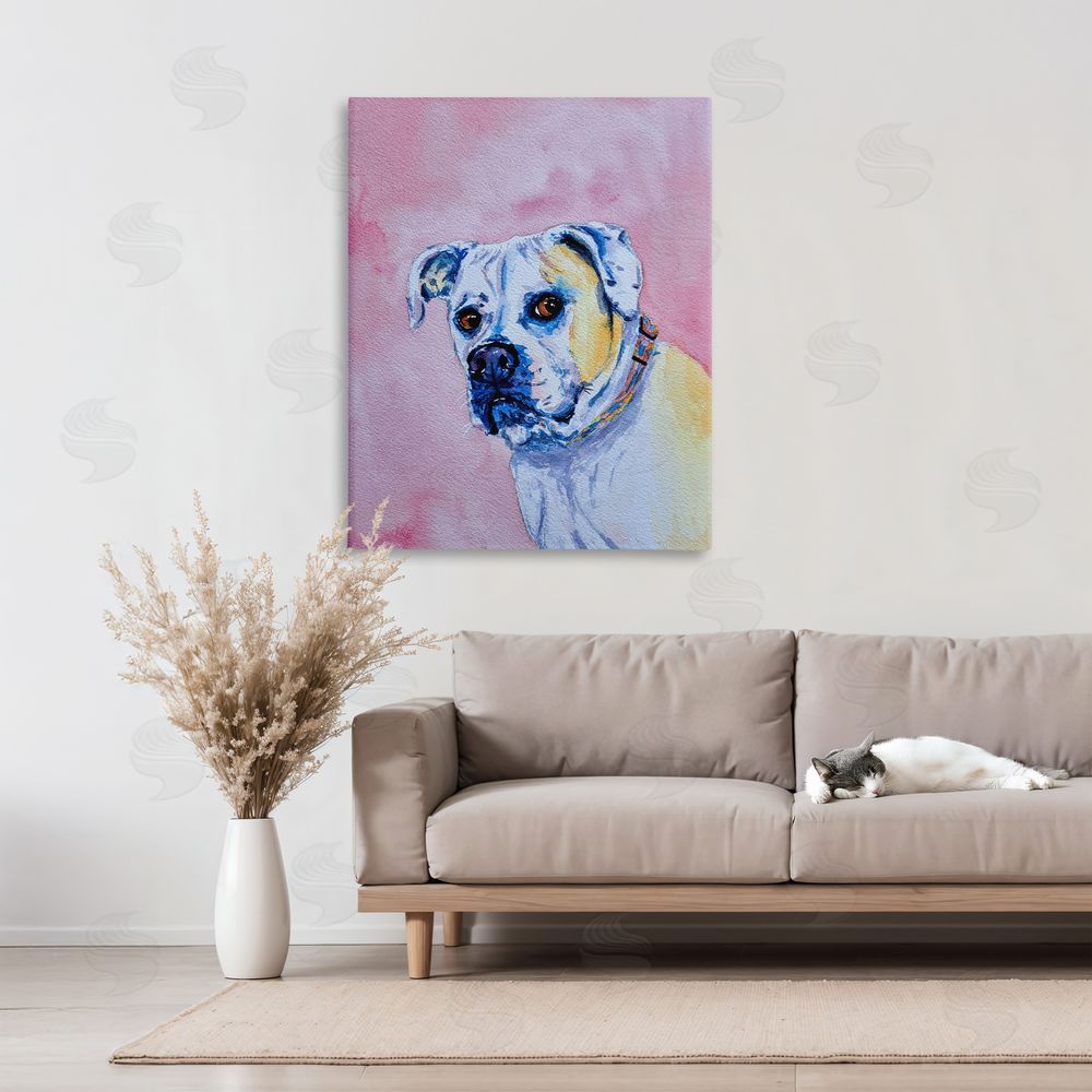 Tatiana Roberts Gazing Dog on Pink Canvas Art on Wall