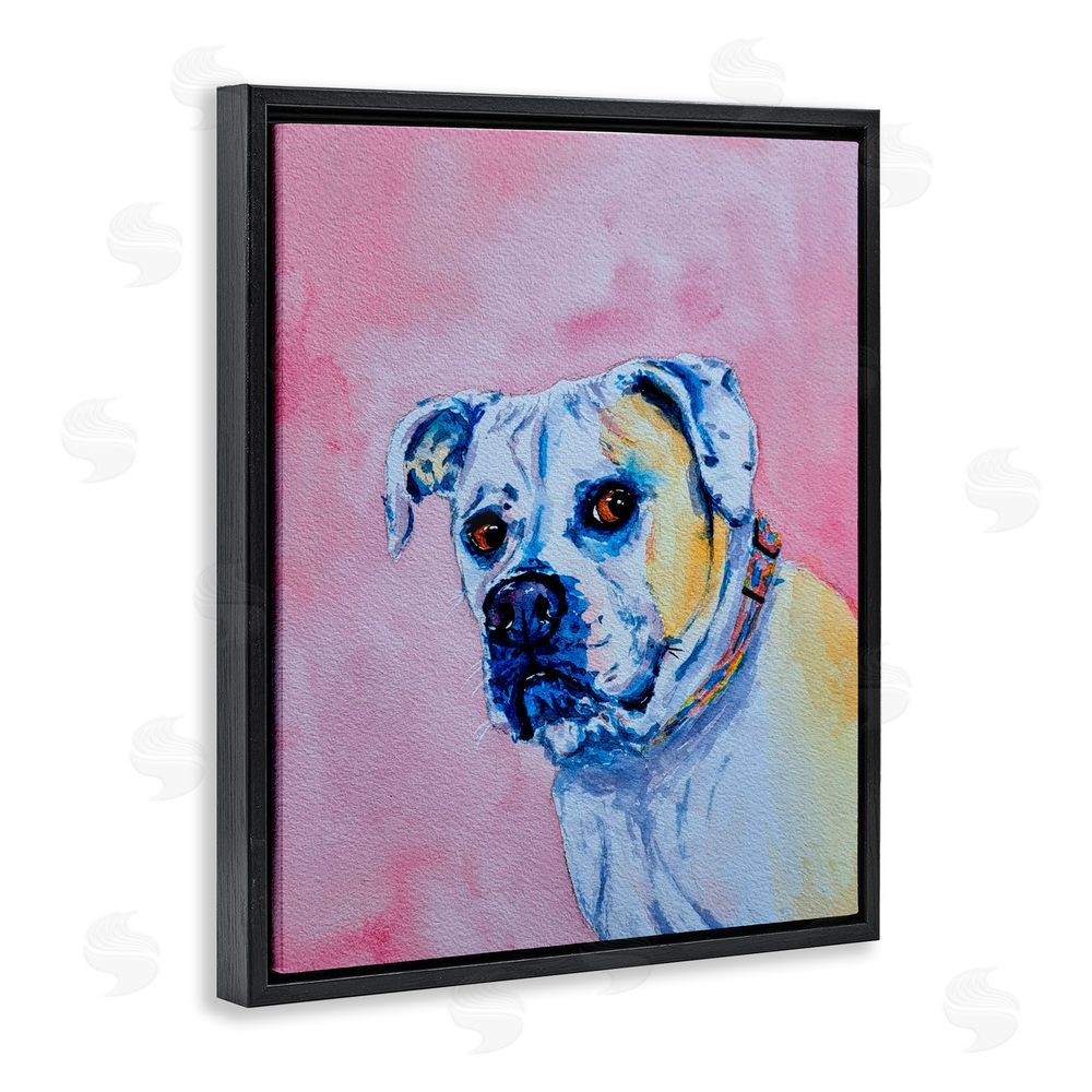Tatiana Roberts Gazing Dog on Pink Black Floating Frame Canvas Wall Art Print