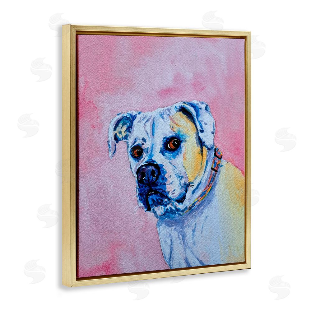 Tatiana Roberts Gazing Dog on Pink Gold Floating Frame Canvas Wall Art Print