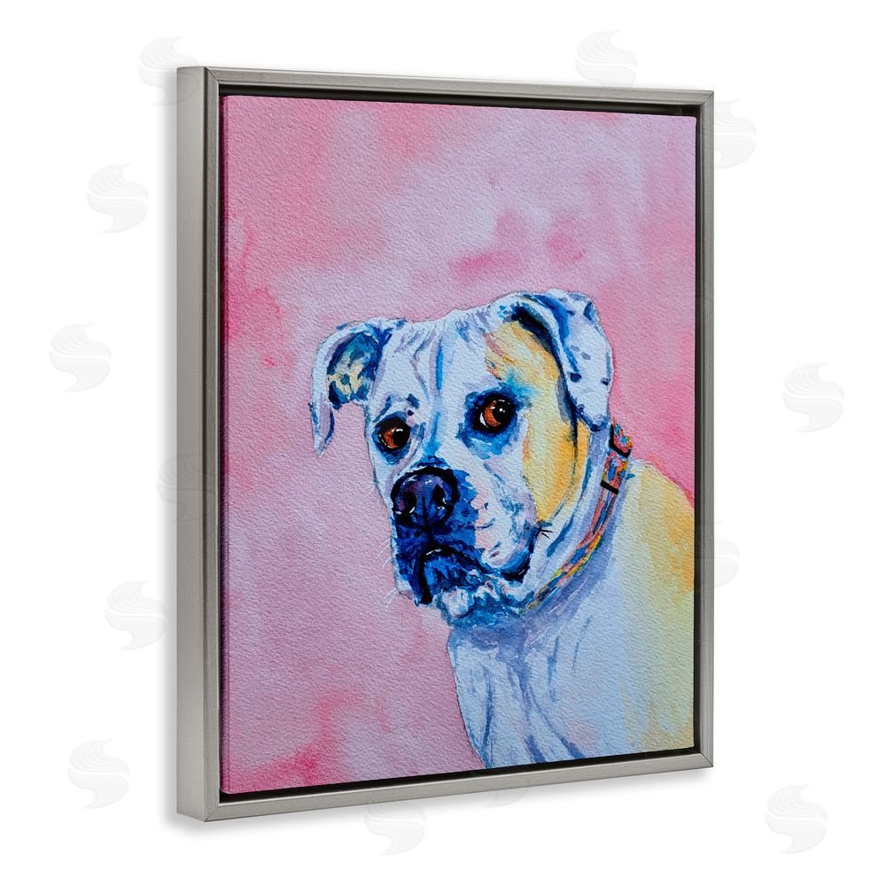 Tatiana Roberts Gazing Dog on Pink Gray Floating Frame Canvas Wall Art Print
