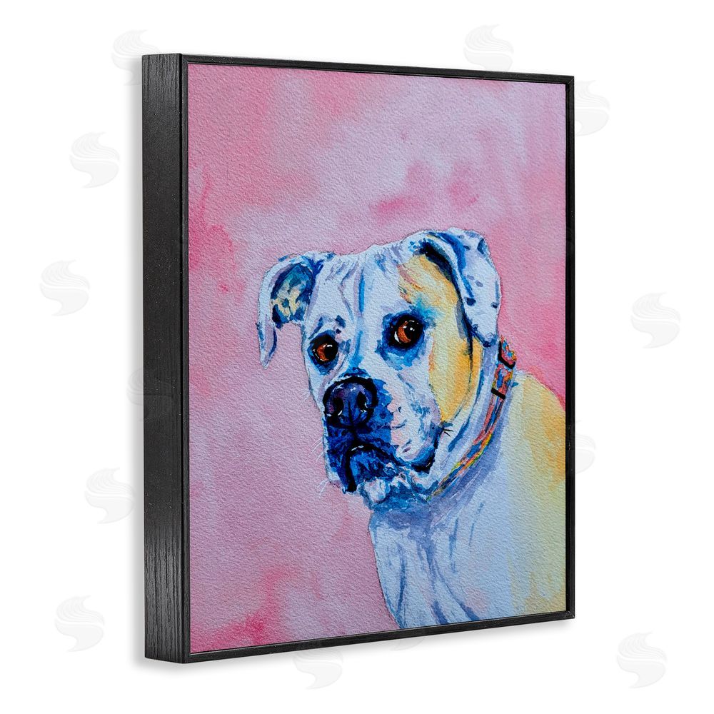 Tatiana Roberts Gazing Dog on Pink Black Framed Giclee Wall Art Print
