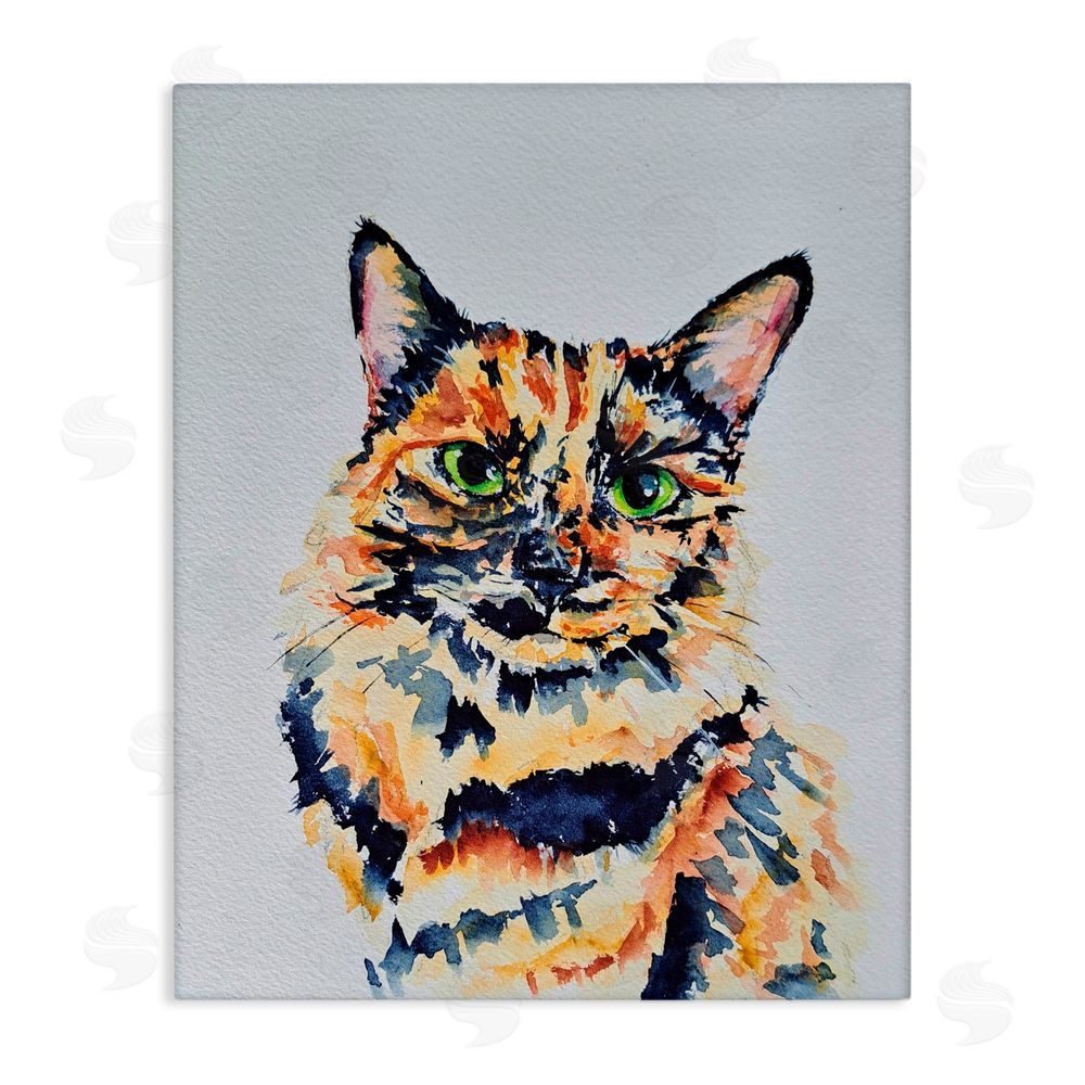 Tatiana Roberts Tortoiseshell Cat Portrait Canvas Wall Art Print