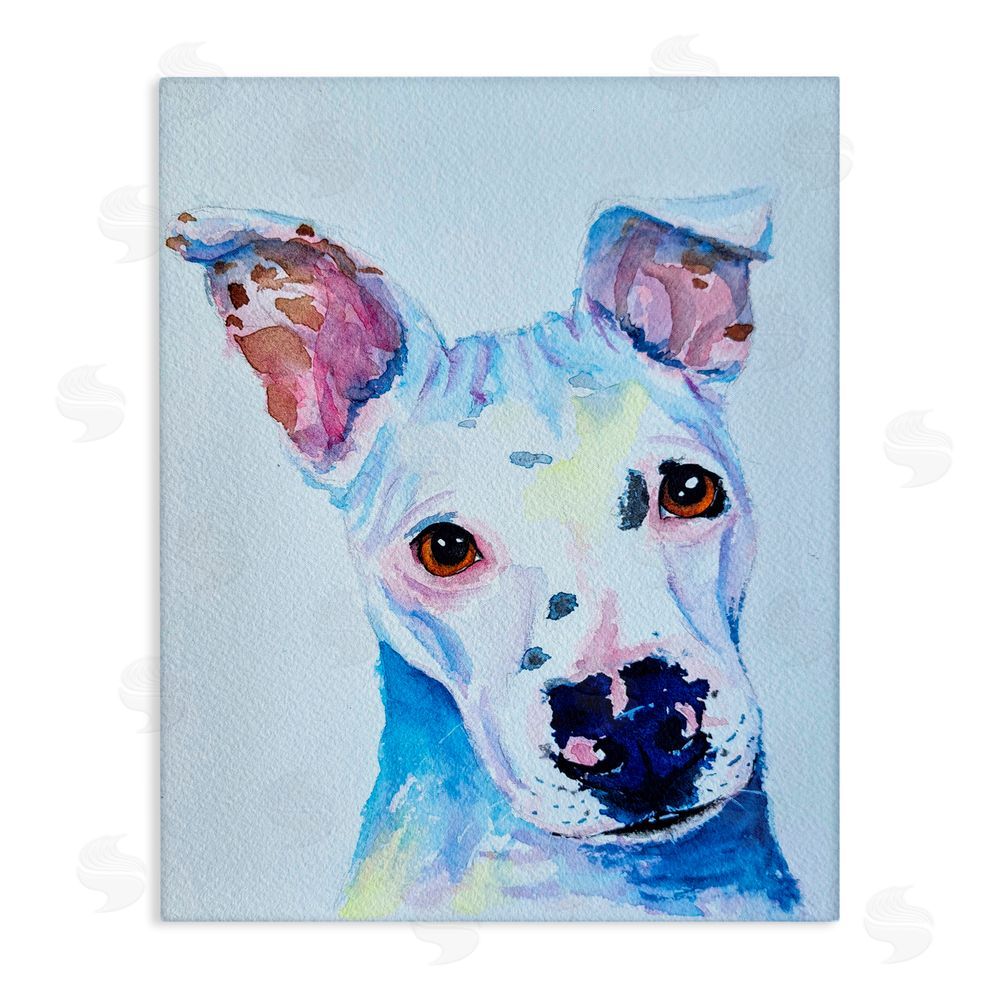 Tatiana Roberts White Pup Watercolor Portrait Canvas Wall Art Print