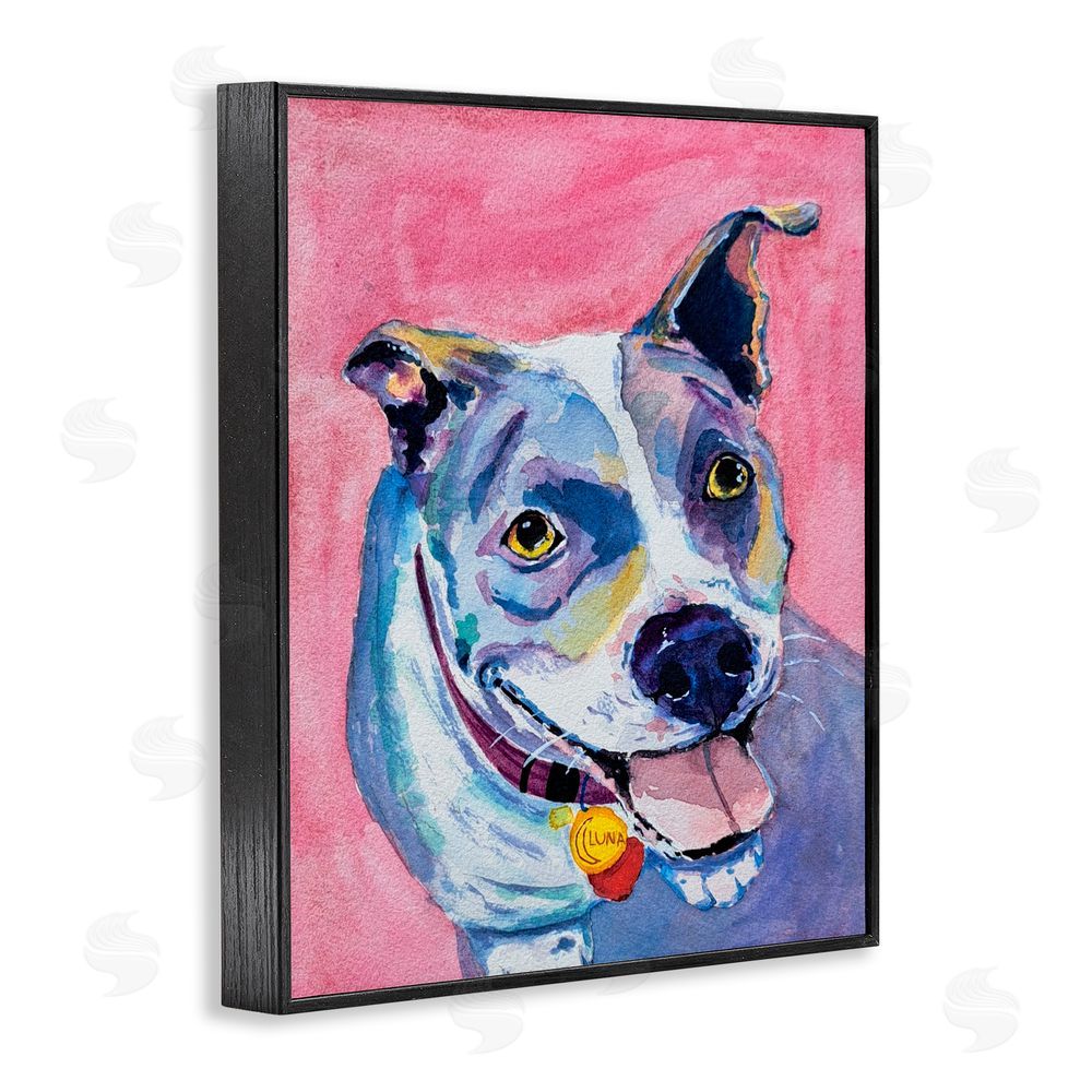 Tatiana Roberts Happy Dog Expression Black Framed Giclee Wall Art Print