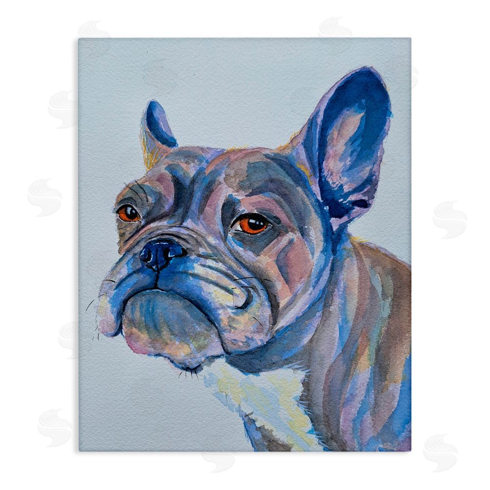 Tatiana Roberts Bulldog Watercolor Portrait Canvas Wall Art Print