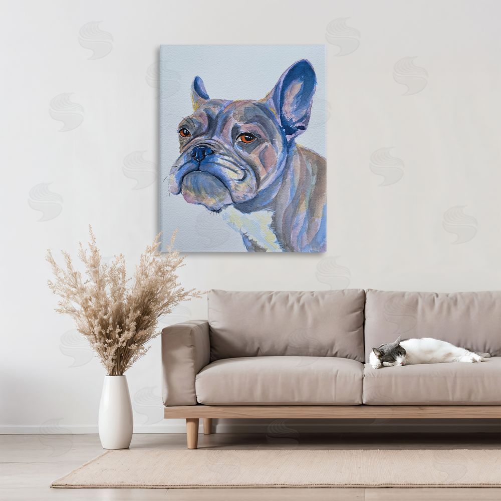 Tatiana Roberts Bulldog Watercolor Portrait Canvas Art on Wall