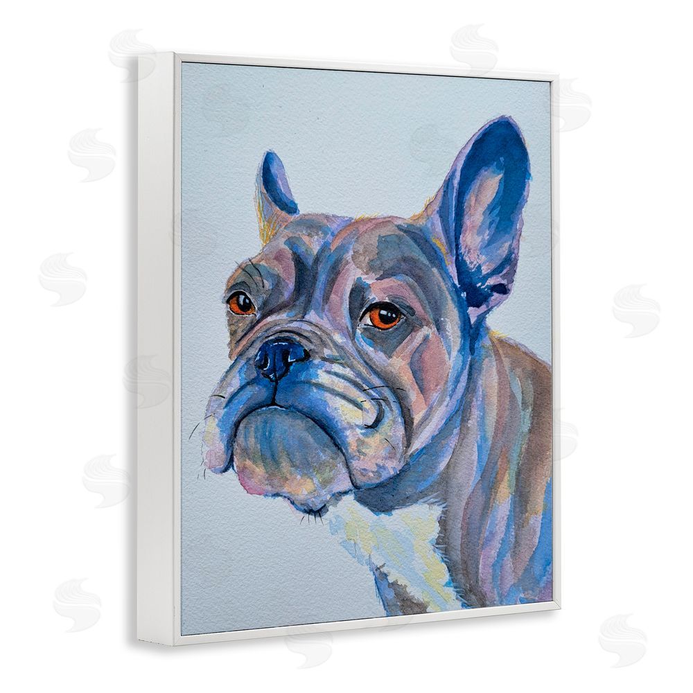 Tatiana Roberts Bulldog Watercolor Portrait White Framed Giclee Wall Art Print