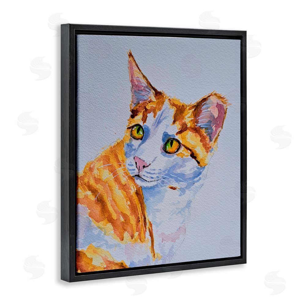 Tatiana Roberts Orange Cat Expression Black Floating Frame Canvas Wall Art Print