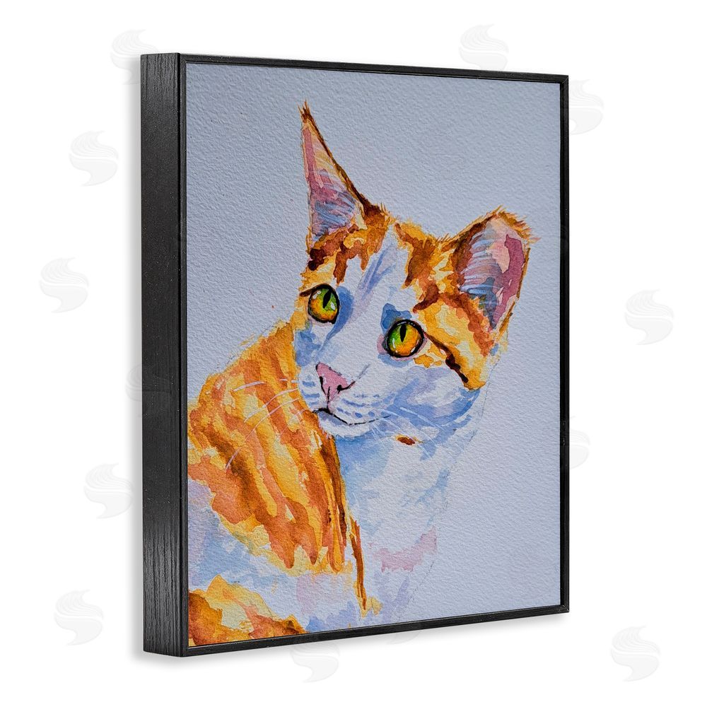 Tatiana Roberts Orange Cat Expression Black Framed Giclee Wall Art Print