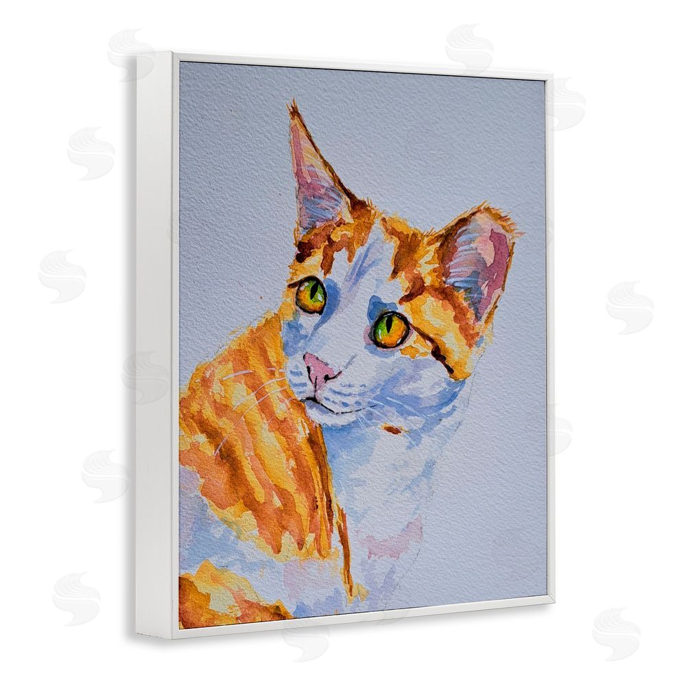 Tatiana Roberts Orange Cat Expression White Framed Giclee Wall Art Print
