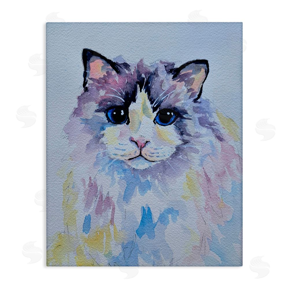 Tatiana Roberts Pastel Cat with Blue Eyes Canvas Wall Art Print