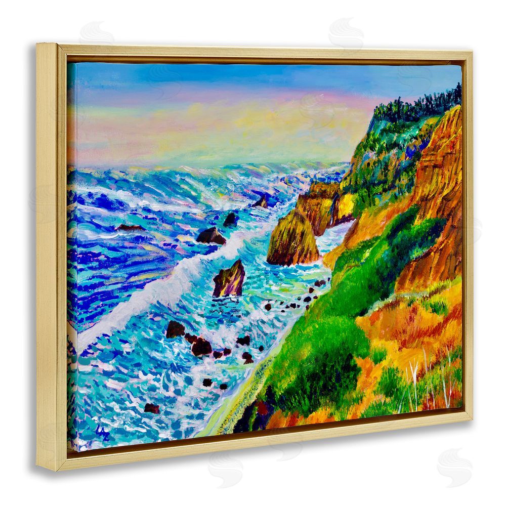 Lee Ann Zirbes Coastal Daydream Waves Gold Floating Frame Canvas Wall Art Print