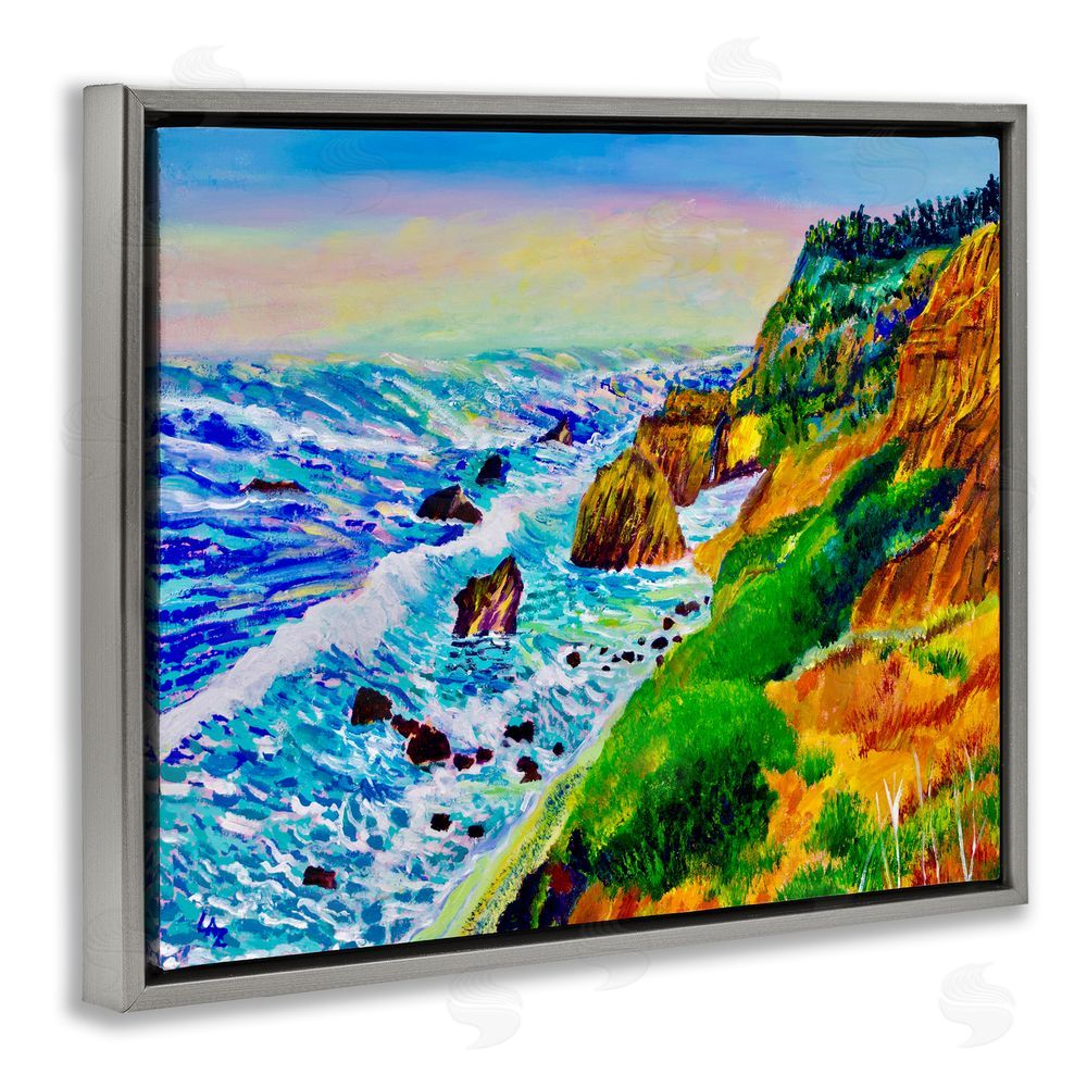 Lee Ann Zirbes Coastal Daydream Waves Gray Floating Frame Canvas Wall Art Print