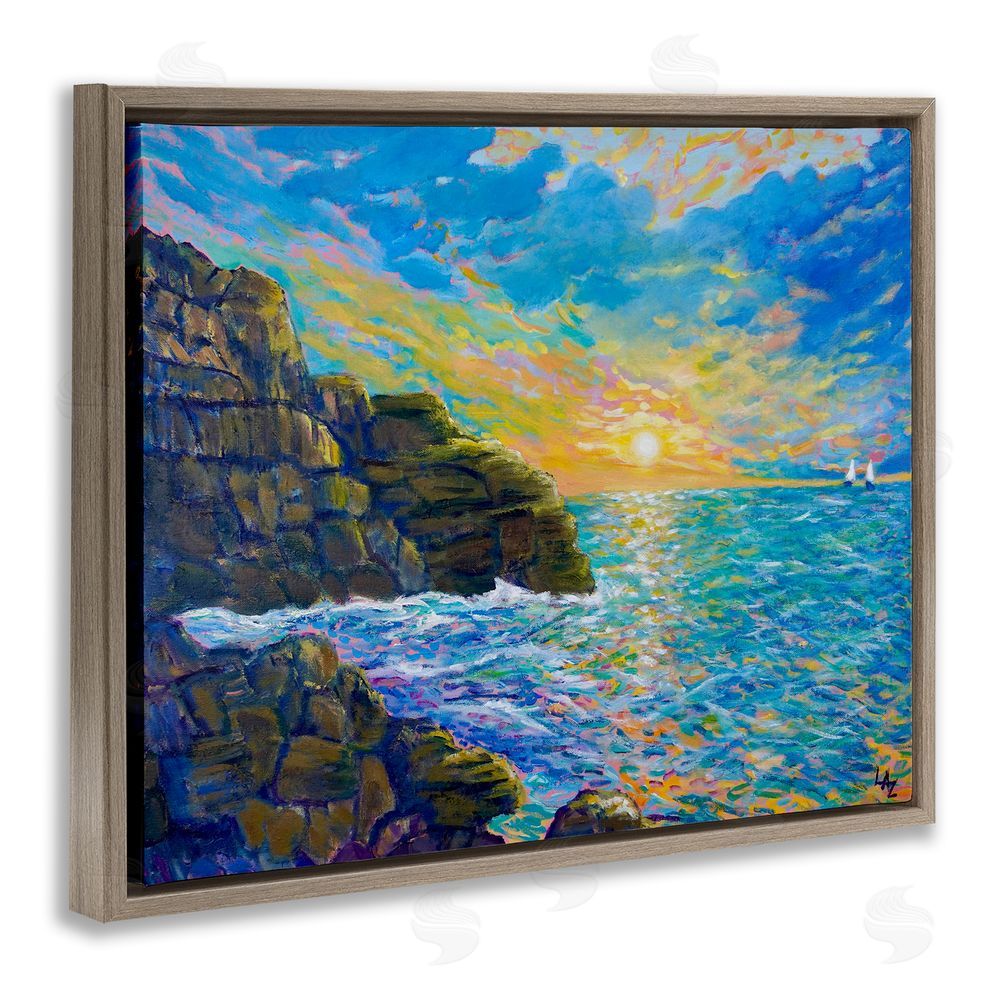 Lee Ann Zirbes Reflections Of The Sea Brown Floating Frame Canvas Wall Art Print